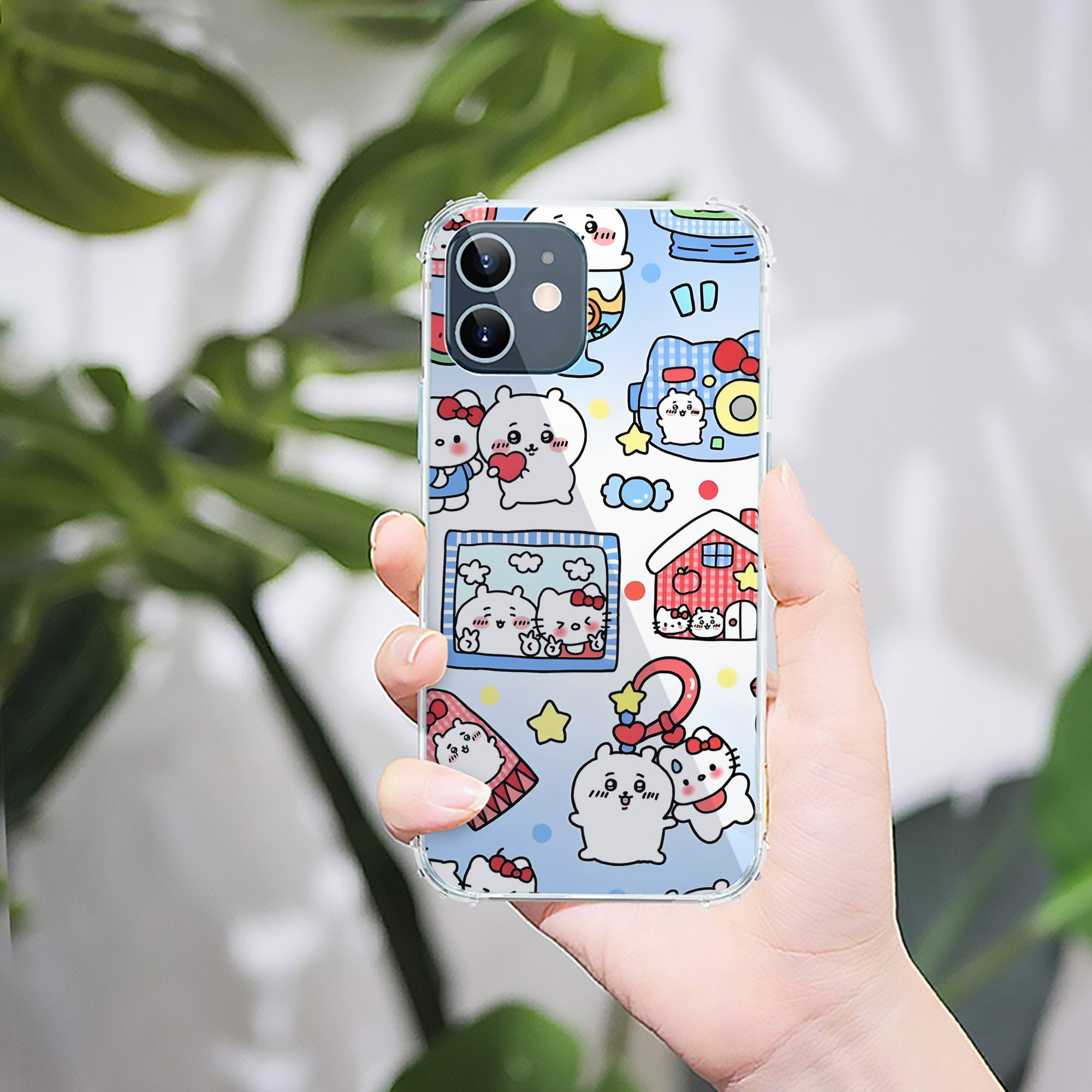 （画像用） ちいかわ Chii-kawa 【iPhone 12シリーズ対応】透明スマホケース（クリアソフトケース）